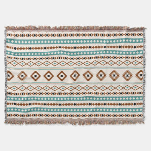 Aztec Blauwgroen Terracotta Black Cream Mixed Patt Deken