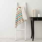 Aztec Blauwgroen Terracotta Black Cream Mixed Patt Sherpa Deken (In situ)