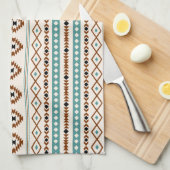 Aztec Blauwgroen Terracotta Black Cream Mixed Patt Theedoek (Quarter Fold)