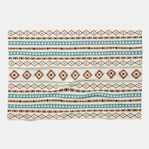 Aztec Blauwgroen Terracotta Black Cream Mixed Patt Theedoek