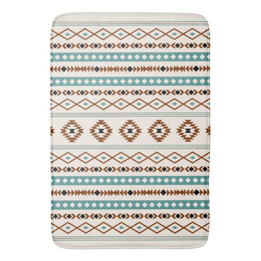 Aztec Blauwgroen Terracotta Blk Crm gemengd motifs Badmat (Voorkant Verticaal)