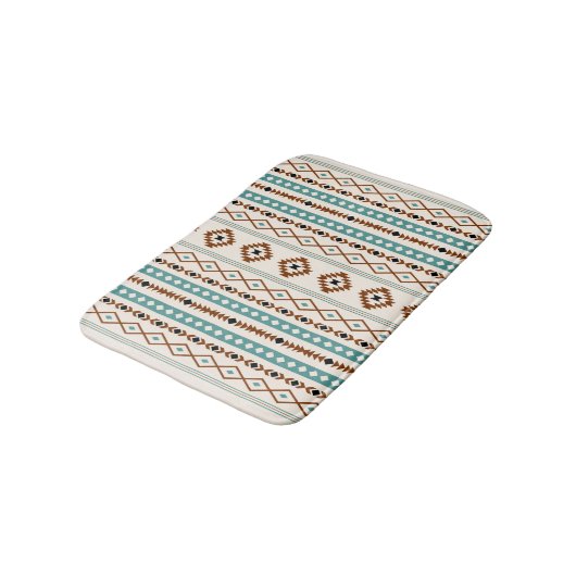 Aztec Blauwgroen Terracotta Blk Crm gemengd motifs Badmat (Gekanteld)