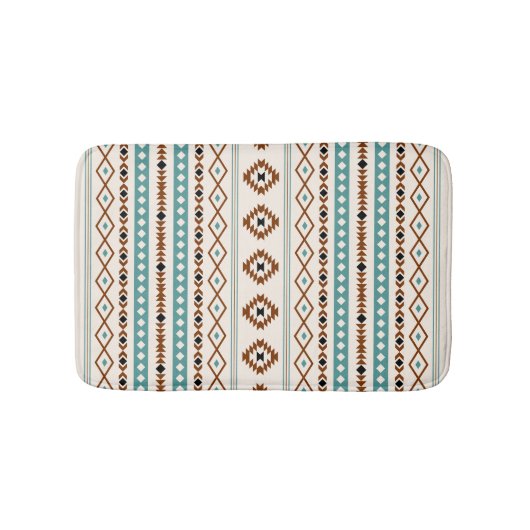 Aztec Blauwgroen Terracotta Blk Crm gemengd motifs Badmat (Voorkant)