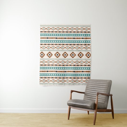 Aztec Blauwgroen Terracotta Blk Crm Mixed Motifs P Wandkleed (In situ)