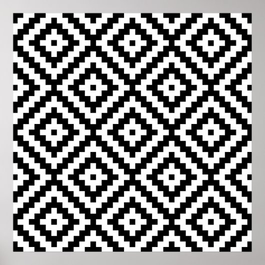 Aztec Block Symbol Big Ptn Black & White II Poster (Voorkant)