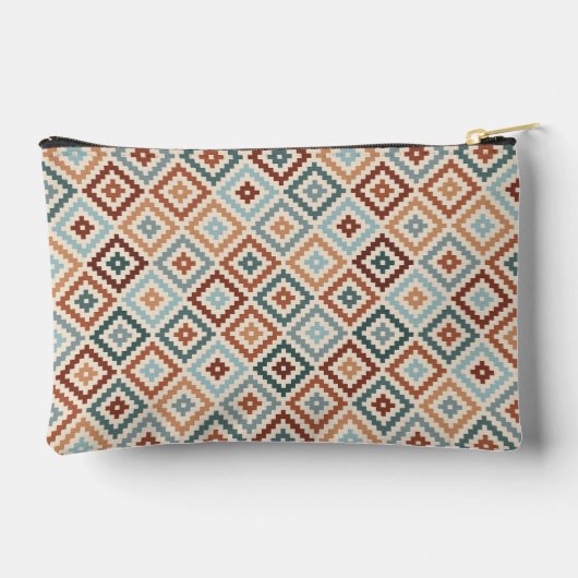 Aztec Block Symbol Pattern Teals CRM Terracotta Etui (Achterkant)