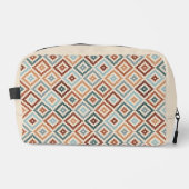 Aztec Block Symbol Pattern Teals CRM Terracotta Toilettasje (Voorkant)