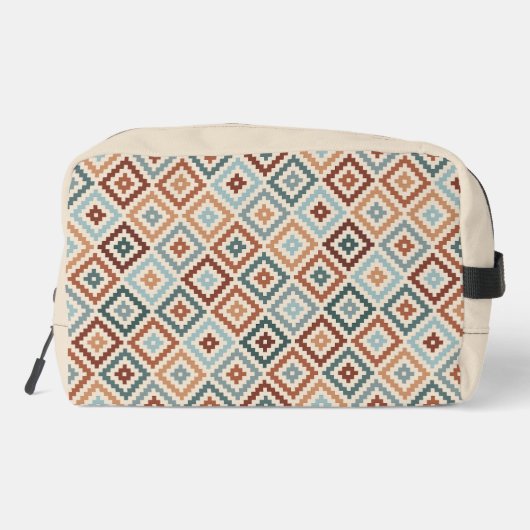 Aztec Block Symbol Pattern Teals CRM Terracotta Toilettasje (Achterkant)