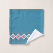 Aztec Blue Coral Diamond Southwestern Bad Handdoek (Wasdoekje)