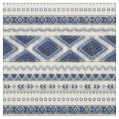 Aztec Blue en White Seamless Premium Fabric Stof (Close Up)