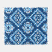 Aztec Blue Knitted Geometric Art Fleece Deken (Voorkant (Horizontaal))
