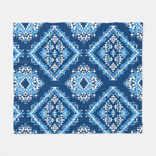 Aztec Blue Knitted Geometric Art Fleece Deken (Voorkant (Horizontaal))