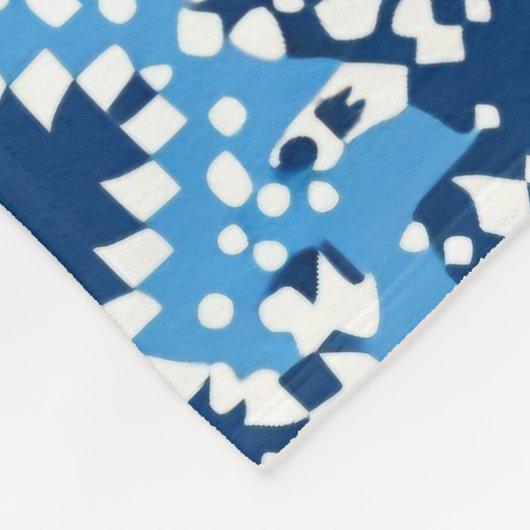 Aztec Blue Knitted Geometric Art Fleece Deken (Hoek)