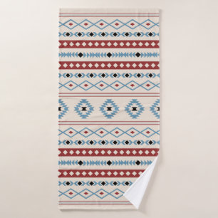 Aztec Blue Red Black Cream Gemengde Motieven Patro Bad Handdoek