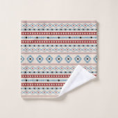 Aztec Blue Red Black Cream Gemengde Motieven Patro Bad Handdoek (Wasdoekje)