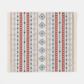 Aztec Blue Red Black Cream Gemengde Motieven Patro Fleece Deken (Voorkant (Horizontaal))