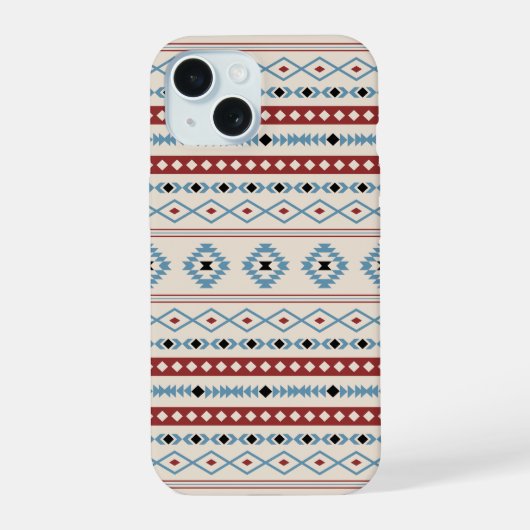 Aztec Blue Red Black Cream Gemengde Motieven Patro iPhone 15 Case (Achterkant)