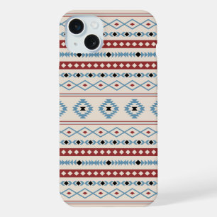 Aztec Blue Red Black Cream Gemengde Motieven Patro iPhone 15 Plus Case