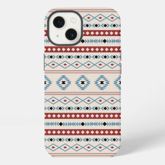 Aztec Blue Red Black Cream Gemengde Motieven Patro iPhone Hoesje (Achterkant)