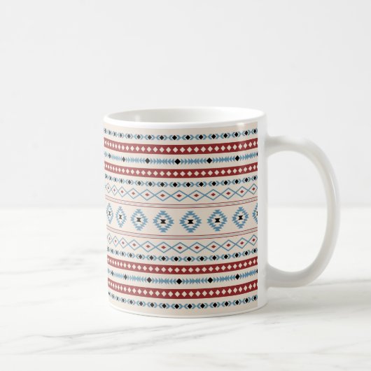Aztec Blue Red Black Cream Gemengde Motieven Patro Koffiemok (Rechts)