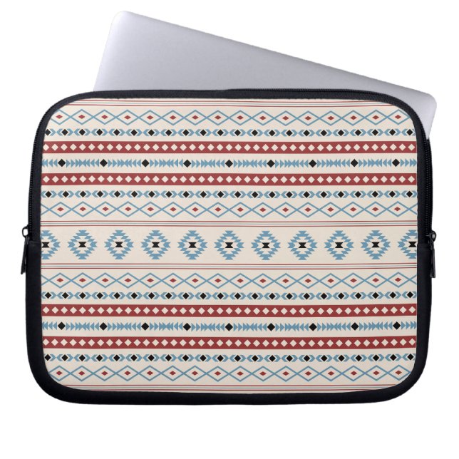 Aztec Blue Red Black Cream Gemengde Motieven Patro Laptop Sleeve (Voorkant)