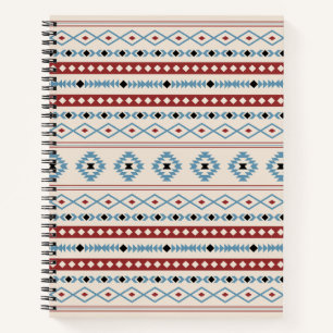 Aztec Blue Red Black Cream Gemengde Motieven Patro Notitieboek