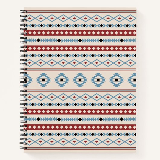 Aztec Blue Red Black Cream Gemengde Motieven Patro Notitieboek (Voorkant)