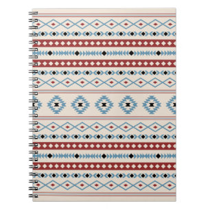 Aztec Blue Red Black Cream Gemengde Motieven Patro Notitieboek