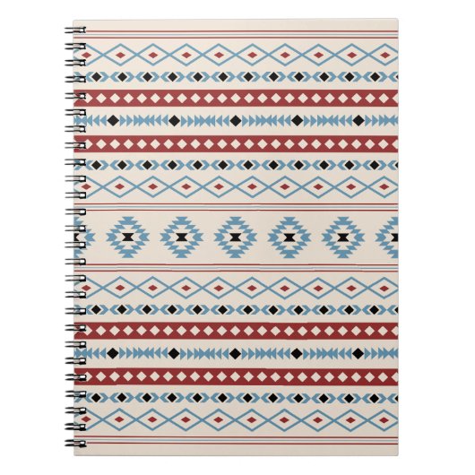 Aztec Blue Red Black Cream Gemengde Motieven Patro Notitieboek (Voorkant)