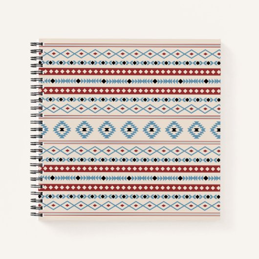 Aztec Blue Red Black Cream Gemengde Motieven Patro Notitieboek (Voorkant)