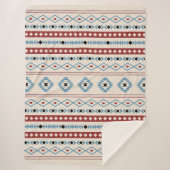 Aztec Blue Red Black Cream Gemengde Motieven Patro Sherpa Deken (Voorkant)