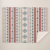 Aztec Blue Red Black Cream Gemengde Motieven Patro Sherpa Deken (Voorkant (horizontaal))