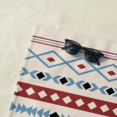 Aztec Blue Red Black Cream Gemengde Motieven Patro Strandlaken (In situ)