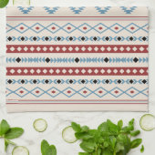 Aztec Blue Red Black Cream Gemengde Motieven Patro Theedoek (Gevouwen)