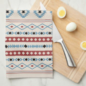 Aztec Blue Red Black Cream Gemengde Motieven Patro Theedoek (Quarter Fold)