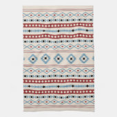 Aztec Blue Red Black Cream Gemengde Motieven Patro Theedoek (Verticaal)