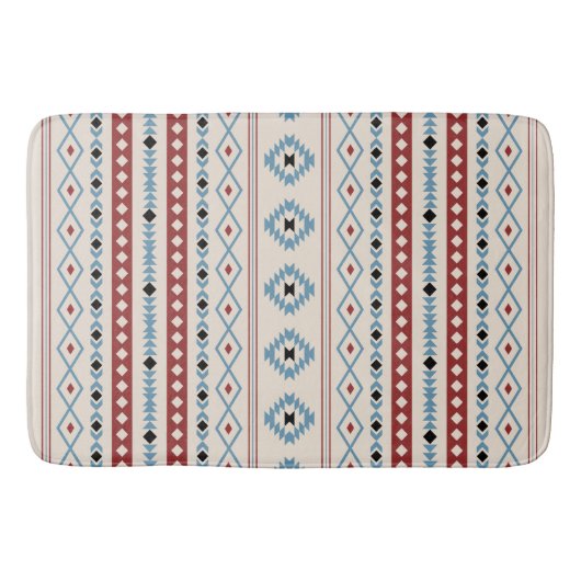 Aztec Blue Red Black Cream Gemengde Motieven V Pat Badmat (Voorkant)