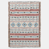 Aztec Blue Red Black Cream Gemengde Motieven V Pat Deken (Voorkant Verticaal)