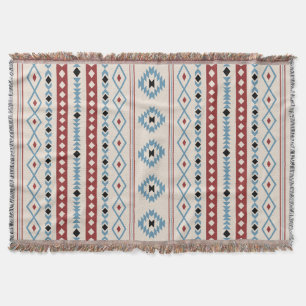 Aztec Blue Red Black Cream Gemengde Motieven V Pat Deken