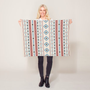 Aztec Blue Red Black Cream Gemengde Motieven V Pat Fleece Deken