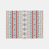 Aztec Blue Red Black Cream Gemengde Motieven V Pat Fleece Deken (Voorkant (Horizontaal))