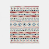 Aztec Blue Red Black Cream Gemengde Motieven V Pat Fleece Deken (Voorkant)