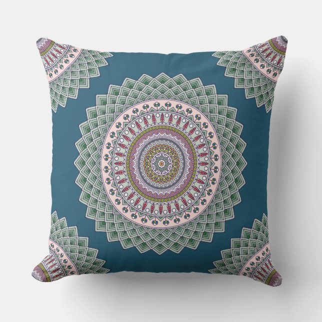 Aztec Blue Reversible Decorative Pillow Kussen (Voorkant)