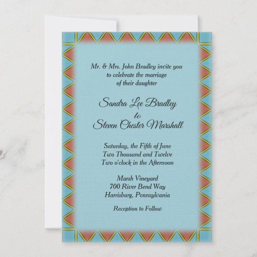 Aztec Blue Wedding Invitation 5 x 7 inch Kaart (Voorkant)
