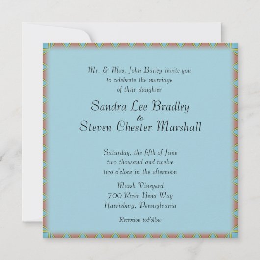 Aztec Blue Wedding Invitation Kaart (Voorkant)