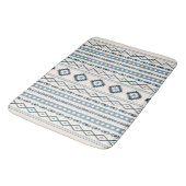 Aztec Blues Cream Mixed Motifs V Pattern Bath Mat (Gekanteld)