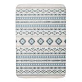 Aztec Blues Cream Mixed Motifs V Pattern Bath Mat (Voorkant Verticaal)