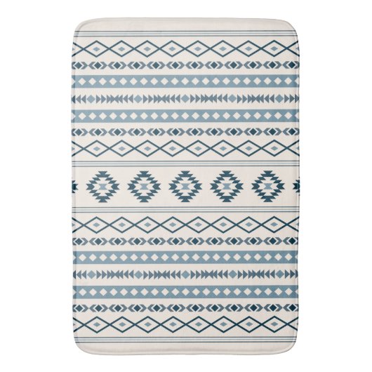 Aztec Blues Cream Mixed Motifs V Pattern Bath Mat (Voorkant Verticaal)