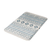 Aztec Blues Cream Mixed Motifs V Pattern Bath Mat (Gekanteld)