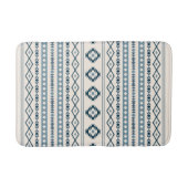 Aztec Blues Cream Mixed Motifs V Pattern Bath Mat (Voorkant)